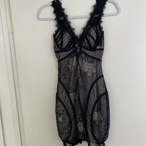 Bebe Black Nude Lace Dress